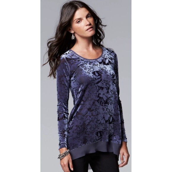 Simply Vera Vera Wang Tops - Simply Vera Wang Purple Velvet Burnout Blouse Whimsigoth Romantic Fairy Grunge L